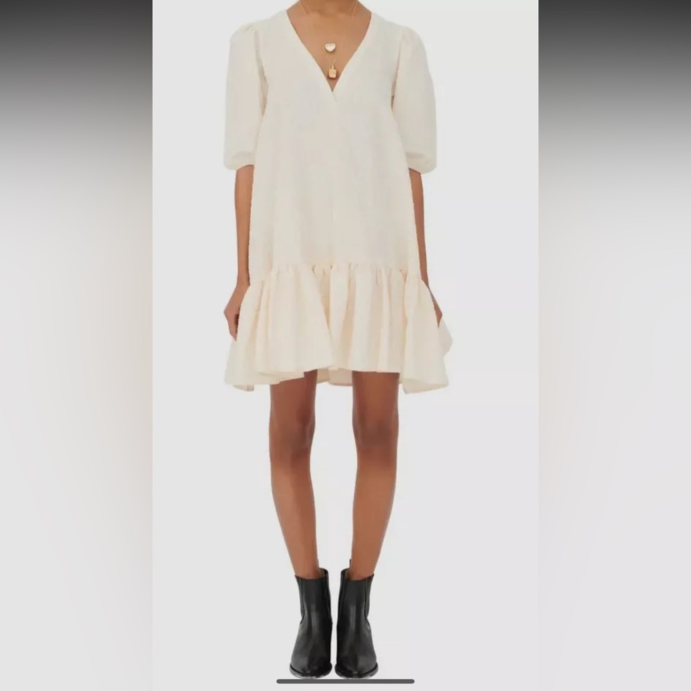 Brand New MAJE Ruffle Cream Shift Dress in EU Size 36